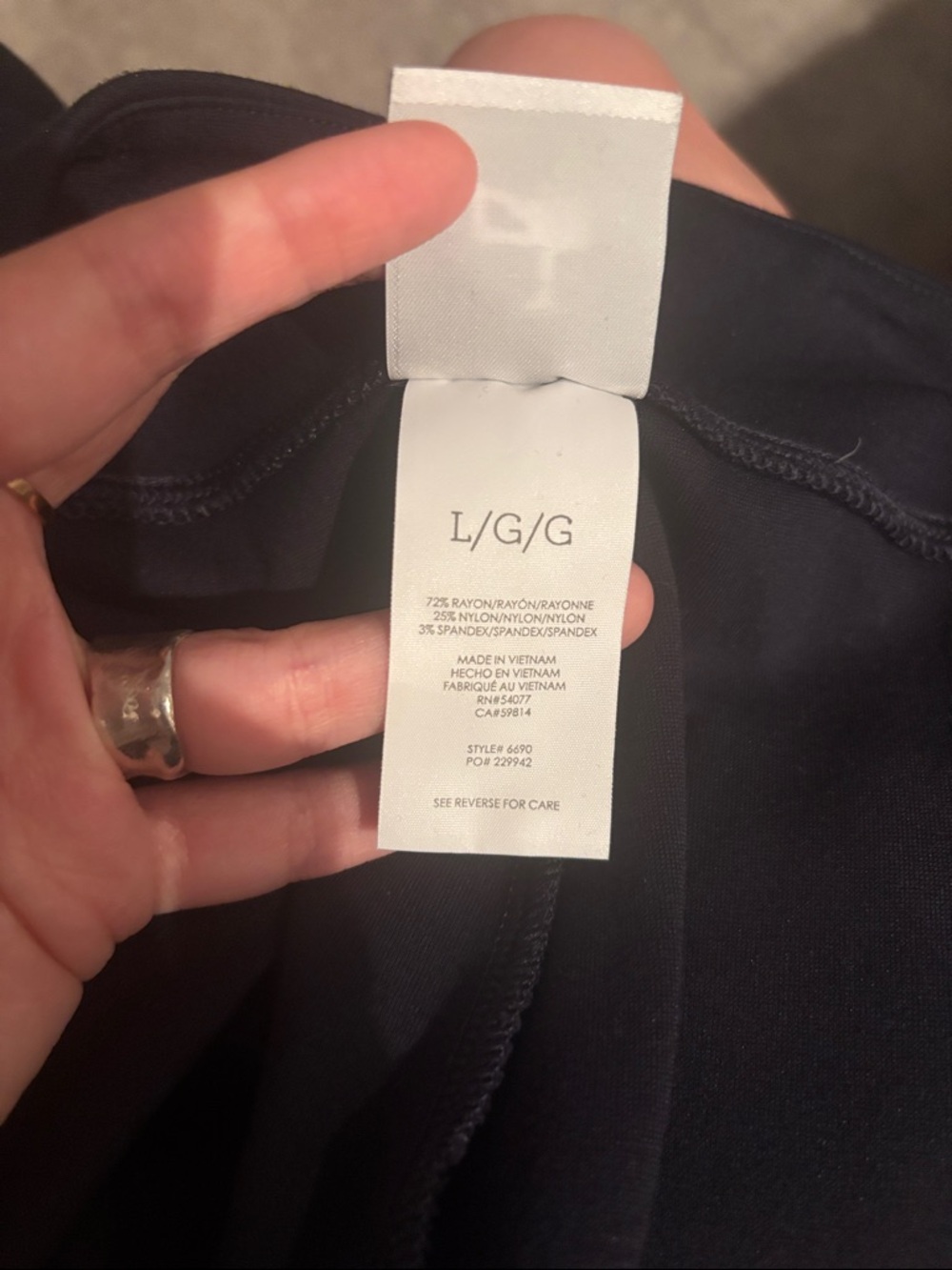 CAbi Tiki Slim Pants Classic Navy L 6690 Ponte Knit Blue Pull On Stretchy Pocket - Picture 9 of 10